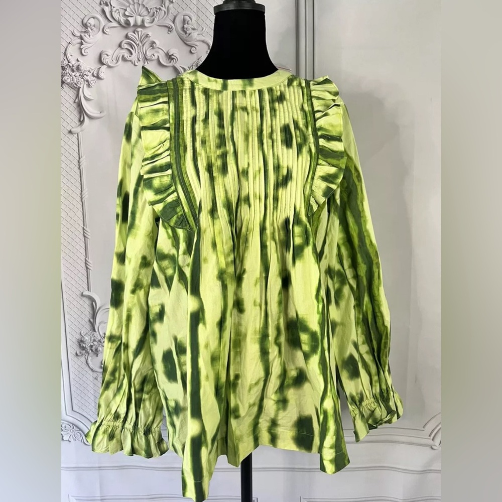 Anthropologie Emilia Ruffled Tie-Dye Blouse